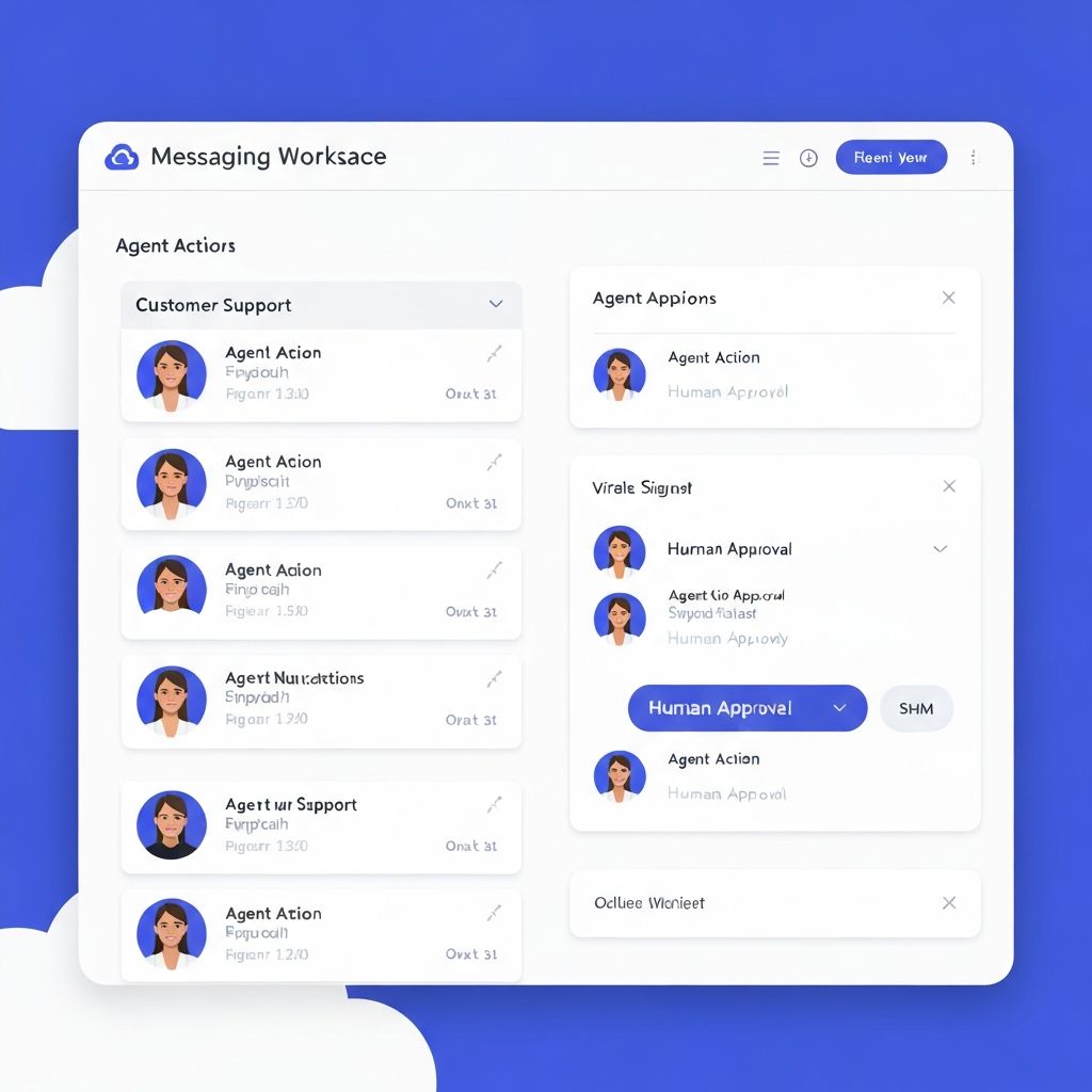 RelayMesh platform showing threaded workspace with customer conversations and agent actions